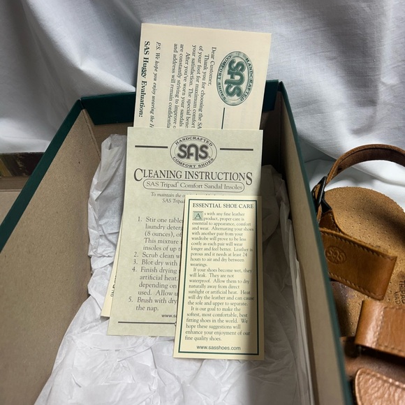 SAS Huggy Sandals Caramel Brown Leather Tripad Comfort Womens Size US 8.5 M - Picture 9 of 10